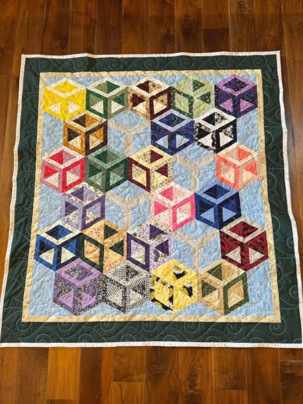 Hand made throw quilt